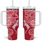 Dolphins NRL NAIDOC Week 2026 Tumbler With Handle Aboriginal Lizard Dot Painting - 50 Years of Deadly