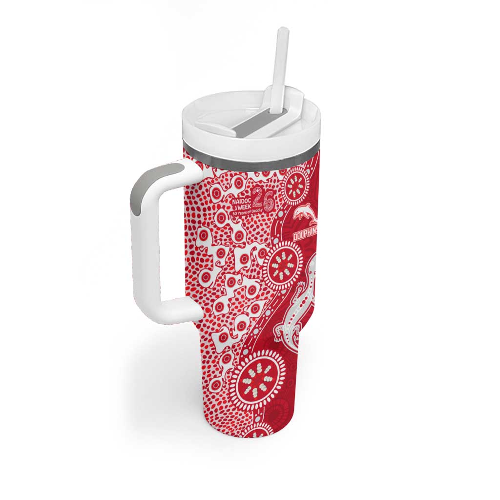 Dolphins NRL NAIDOC Week 2026 Tumbler With Handle Aboriginal Lizard Dot Painting - 50 Years of Deadly