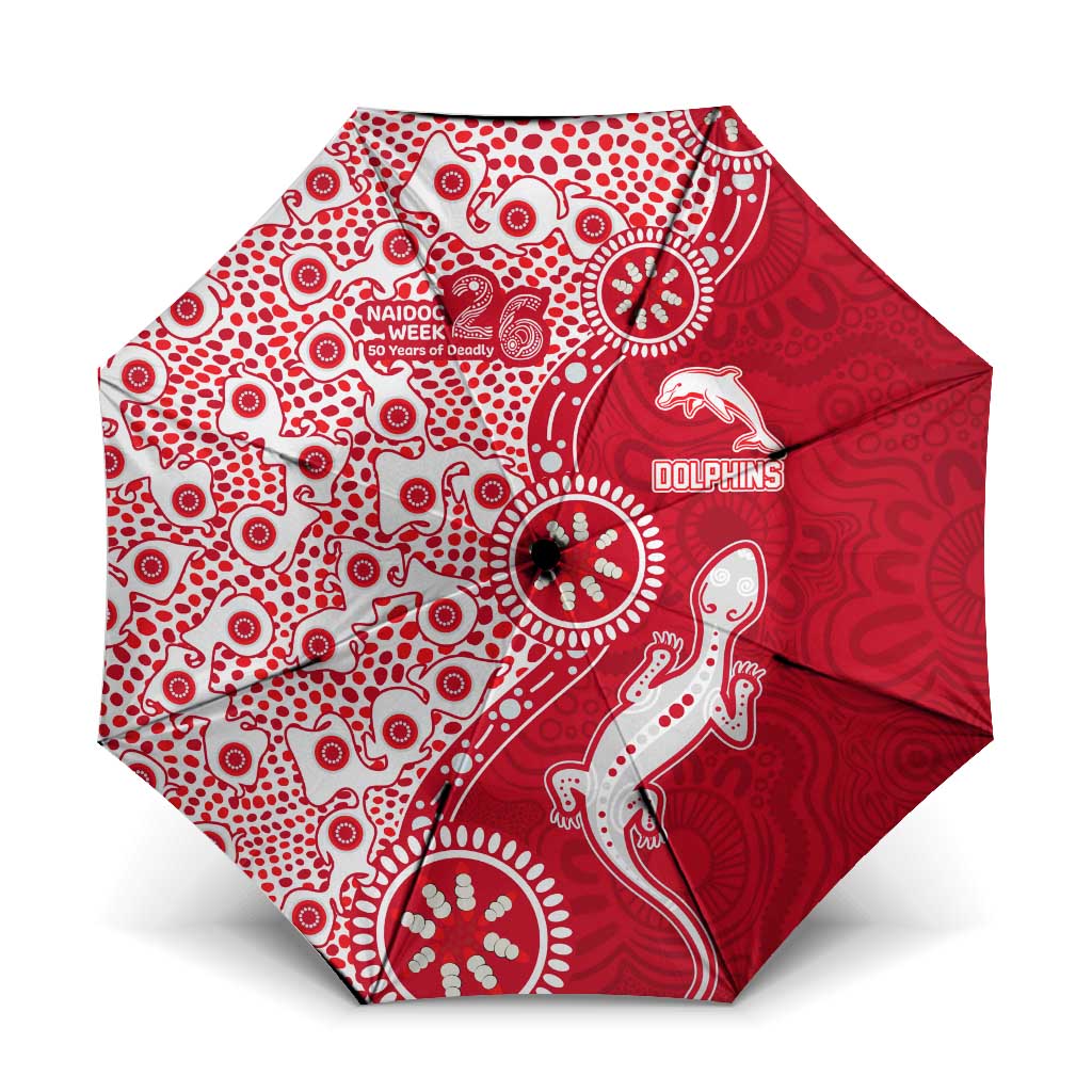 Dolphins NRL NAIDOC Week 2026 Umbrella Aboriginal Lizard Dot Painting - 50 Years of Deadly