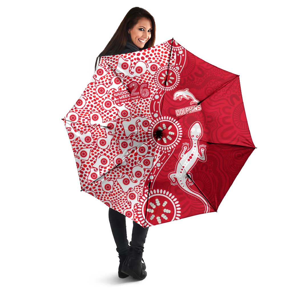 Dolphins NRL NAIDOC Week 2026 Umbrella Aboriginal Lizard Dot Painting - 50 Years of Deadly