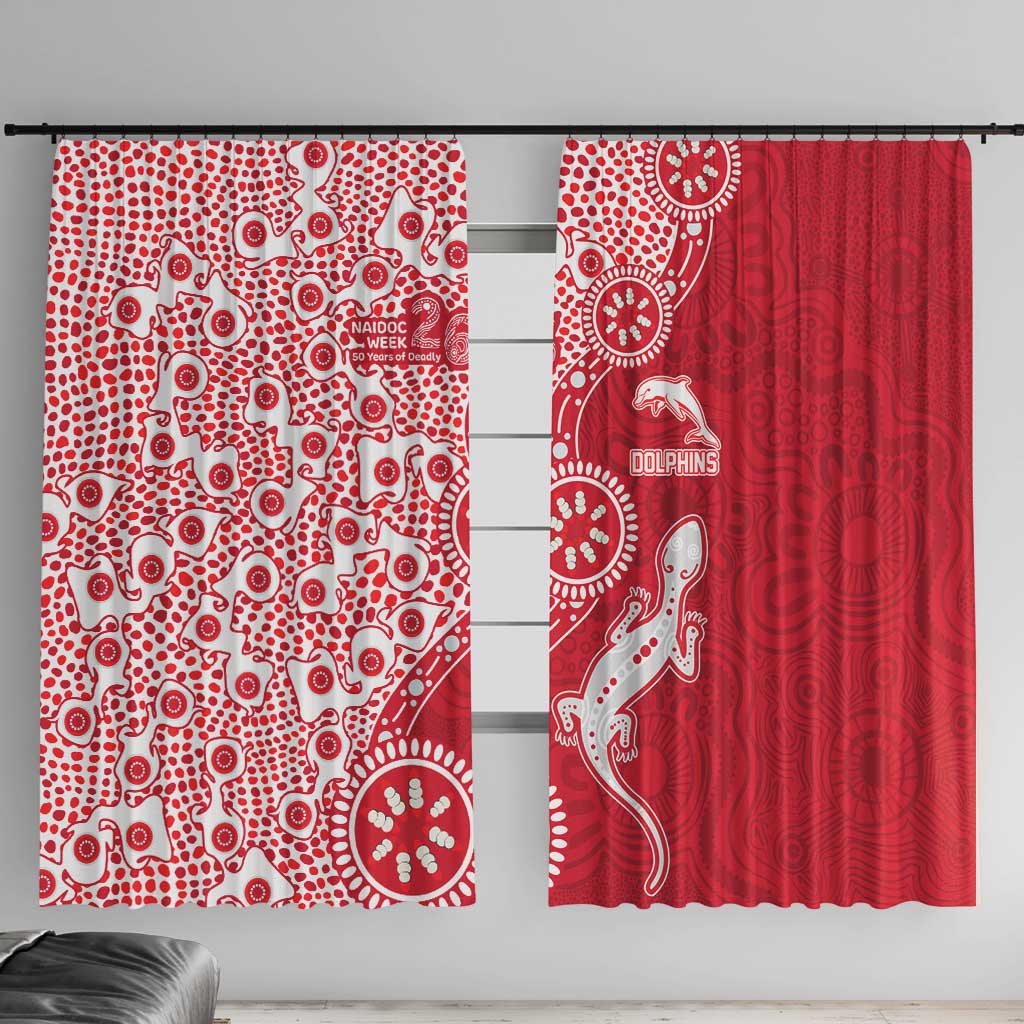 Dolphins NRL NAIDOC Week 2026 Window Curtain Aboriginal Lizard Dot Painting - 50 Years of Deadly