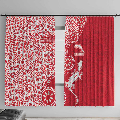 Dolphins NRL NAIDOC Week 2026 Window Curtain Aboriginal Lizard Dot Painting - 50 Years of Deadly