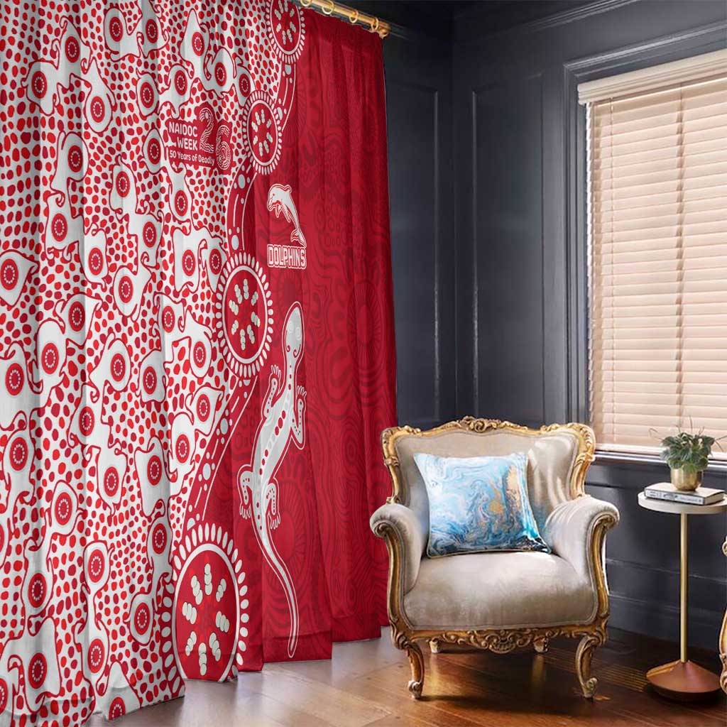 Dolphins NRL NAIDOC Week 2026 Window Curtain Aboriginal Lizard Dot Painting - 50 Years of Deadly