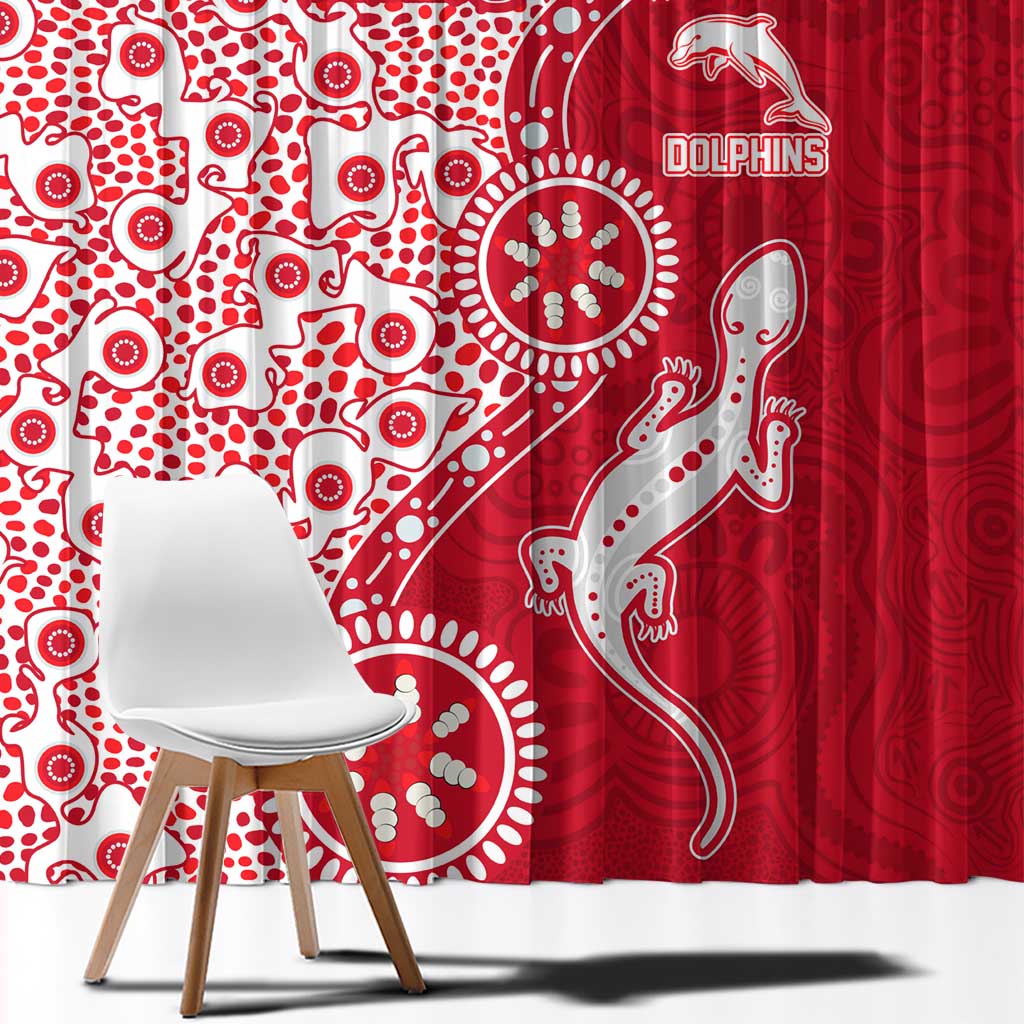 Dolphins NRL NAIDOC Week 2026 Window Curtain Aboriginal Lizard Dot Painting - 50 Years of Deadly