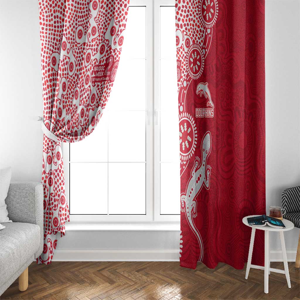 Dolphins NRL NAIDOC Week 2026 Window Curtain Aboriginal Lizard Dot Painting - 50 Years of Deadly