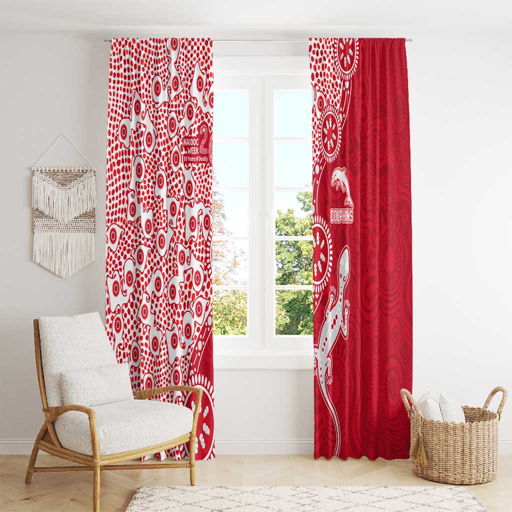 Dolphins NRL NAIDOC Week 2026 Window Curtain Aboriginal Lizard Dot Painting - 50 Years of Deadly