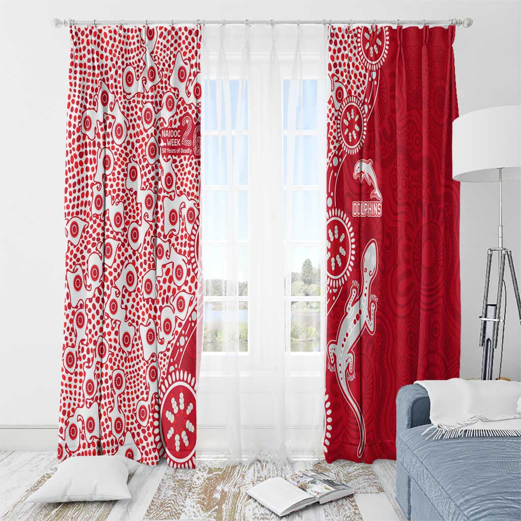 Dolphins NRL NAIDOC Week 2026 Window Curtain Aboriginal Lizard Dot Painting - 50 Years of Deadly
