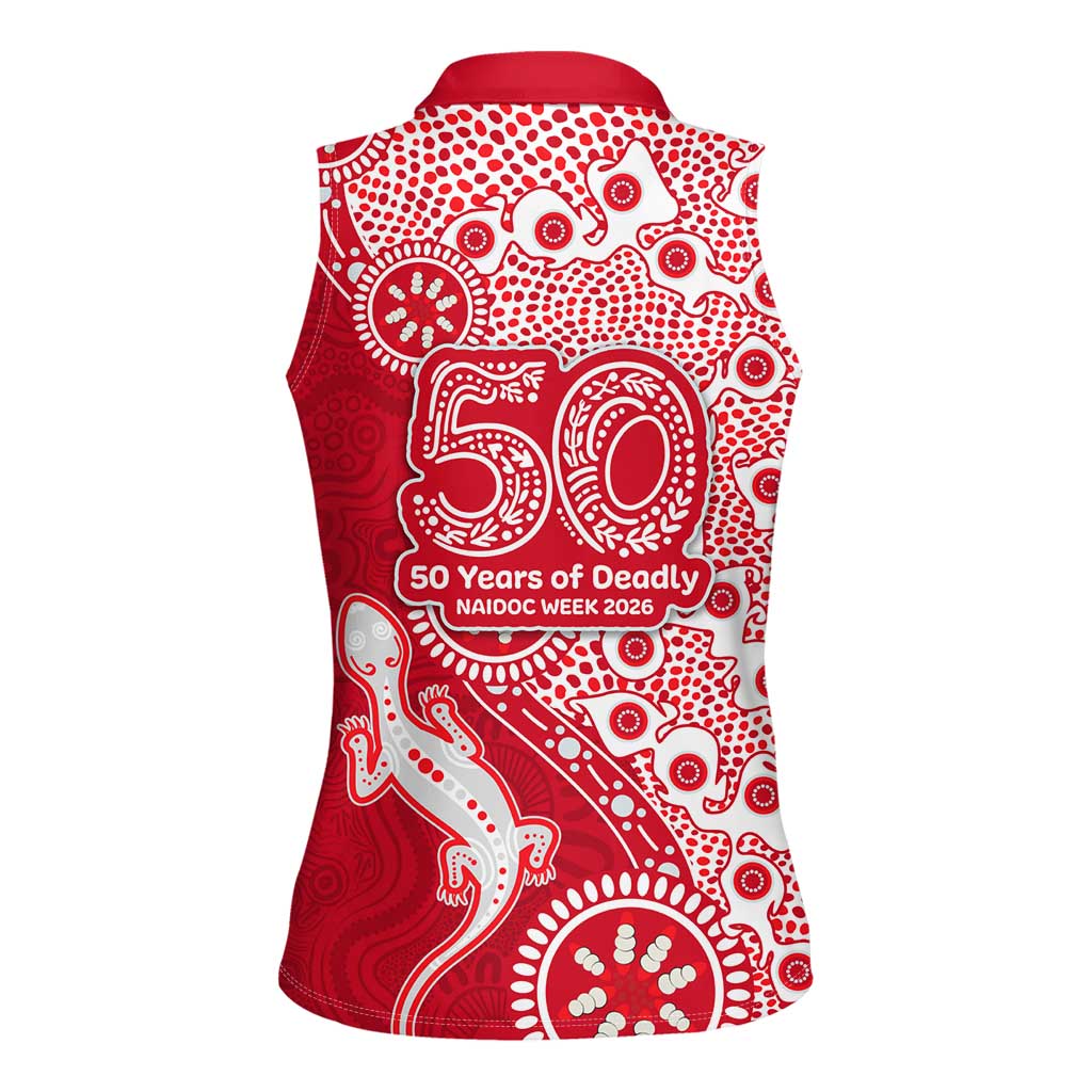 Dolphins NRL NAIDOC Week 2026 Women Sleeveless Polo Shirt Aboriginal Lizard Dot Painting - 50 Years of Deadly