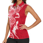 Dolphins NRL NAIDOC Week 2026 Women Sleeveless Polo Shirt Aboriginal Lizard Dot Painting - 50 Years of Deadly
