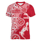 Dolphins NRL NAIDOC Week 2026 Women V-Neck T-Shirt Aboriginal Lizard Dot Painting - 50 Years of Deadly