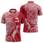 Dolphins NRL NAIDOC Week 2026 Zipper Polo Shirt Aboriginal Lizard Dot Painting - 50 Years of Deadly