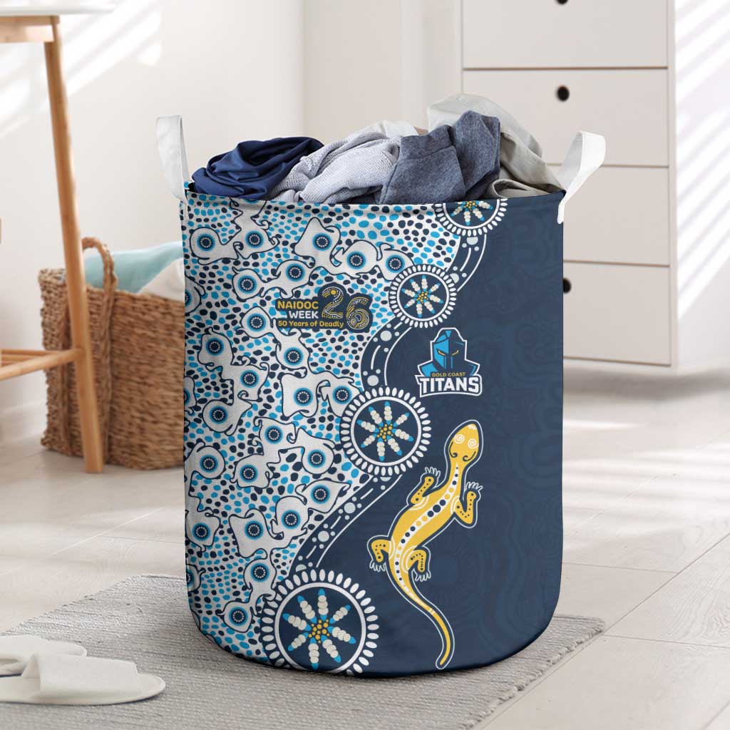 Gold Coast Titans NAIDOC Week 2026 Laundry Basket Aboriginal Lizard Dot Painting - 50 Years of Deadly