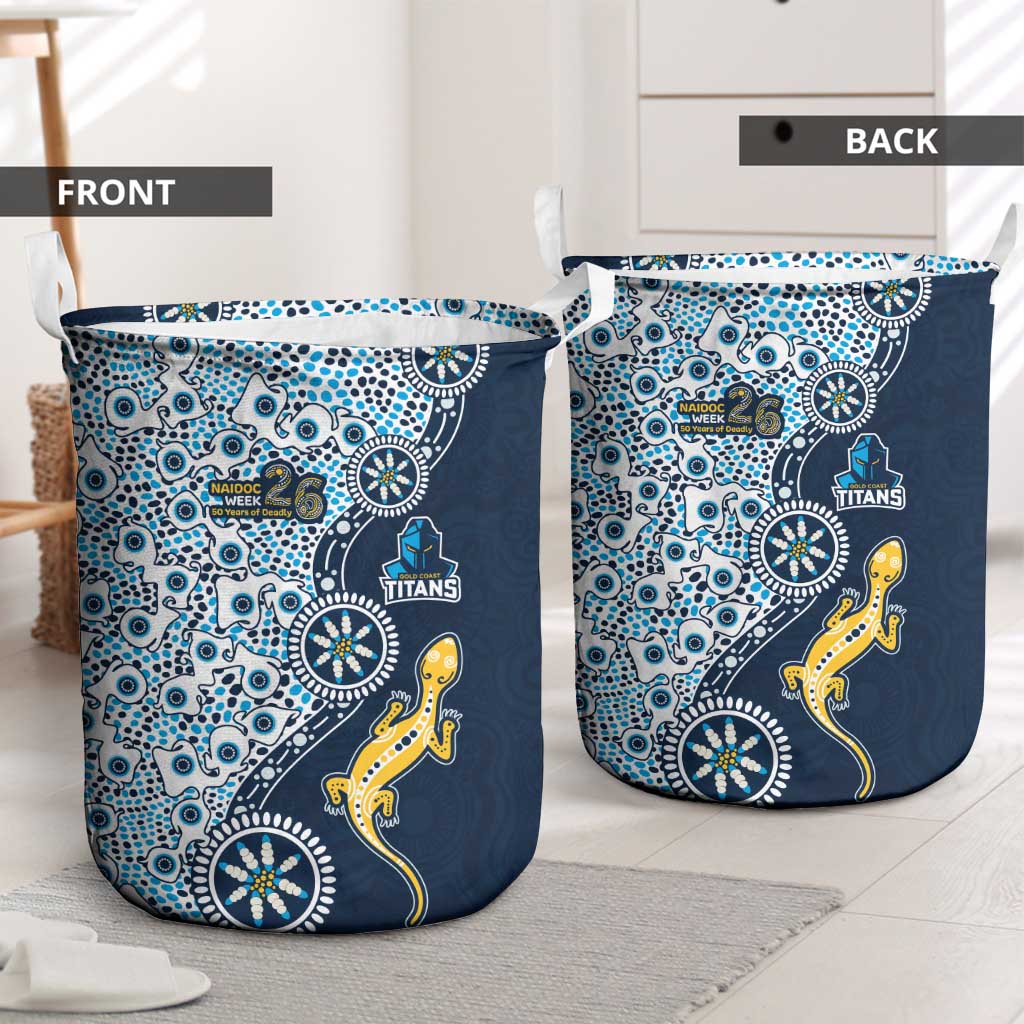 Gold Coast Titans NAIDOC Week 2026 Laundry Basket Aboriginal Lizard Dot Painting - 50 Years of Deadly