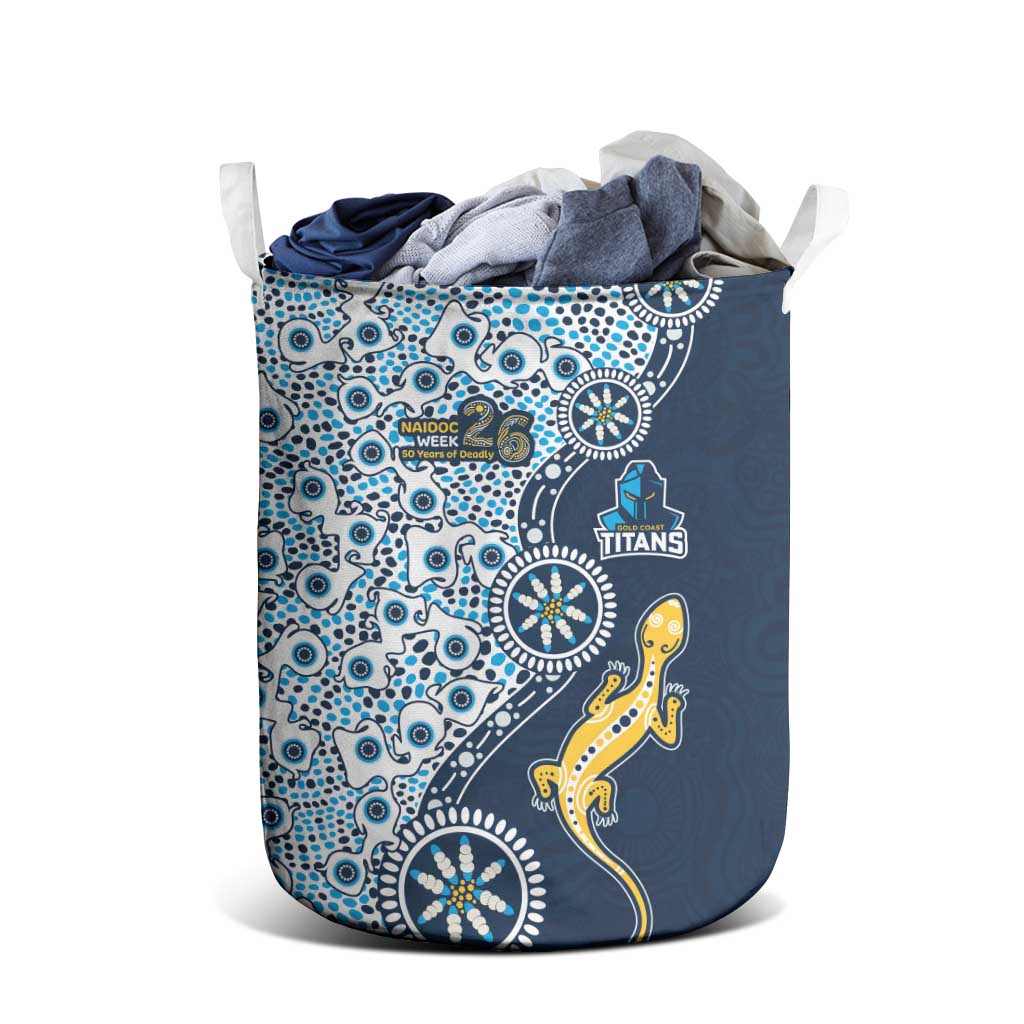Gold Coast Titans NAIDOC Week 2026 Laundry Basket Aboriginal Lizard Dot Painting - 50 Years of Deadly
