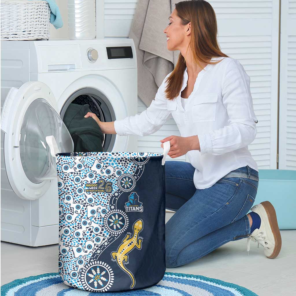 Gold Coast Titans NAIDOC Week 2026 Laundry Basket Aboriginal Lizard Dot Painting - 50 Years of Deadly