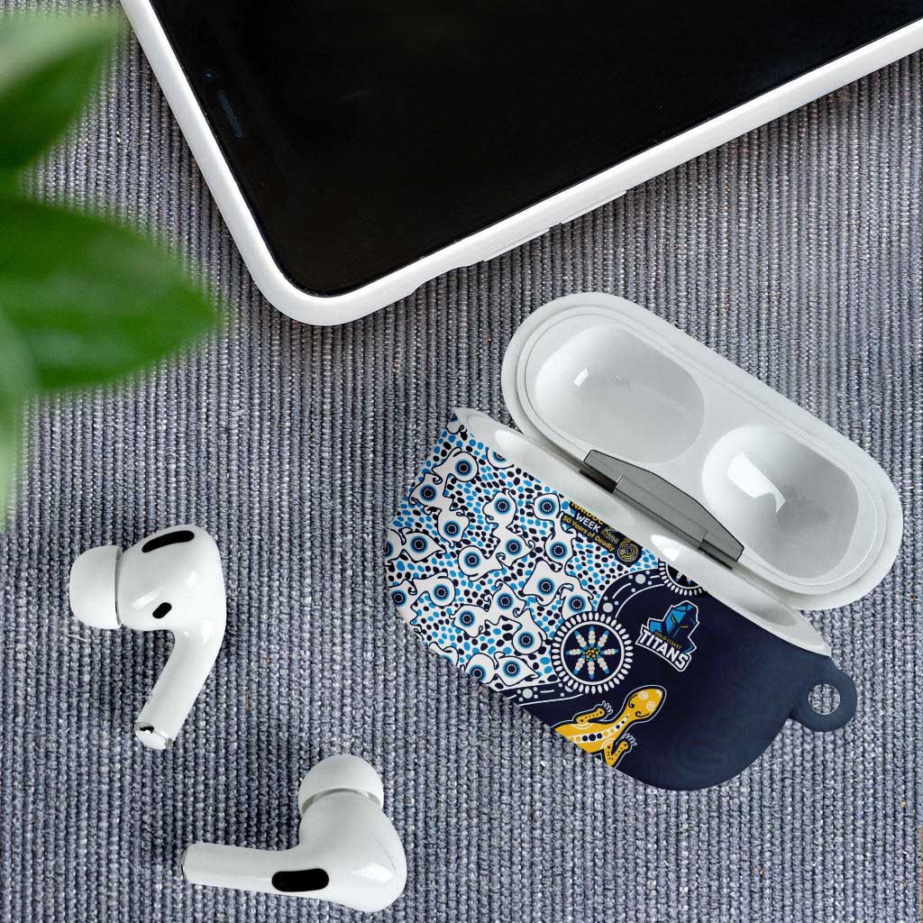 Gold Coast Titans NAIDOC Week 2026 AirPods Case Aboriginal Lizard Dot Painting - 50 Years of Deadly