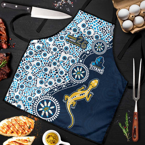 Gold Coast Titans NAIDOC Week 2026 Apron Aboriginal Lizard Dot Painting - 50 Years of Deadly