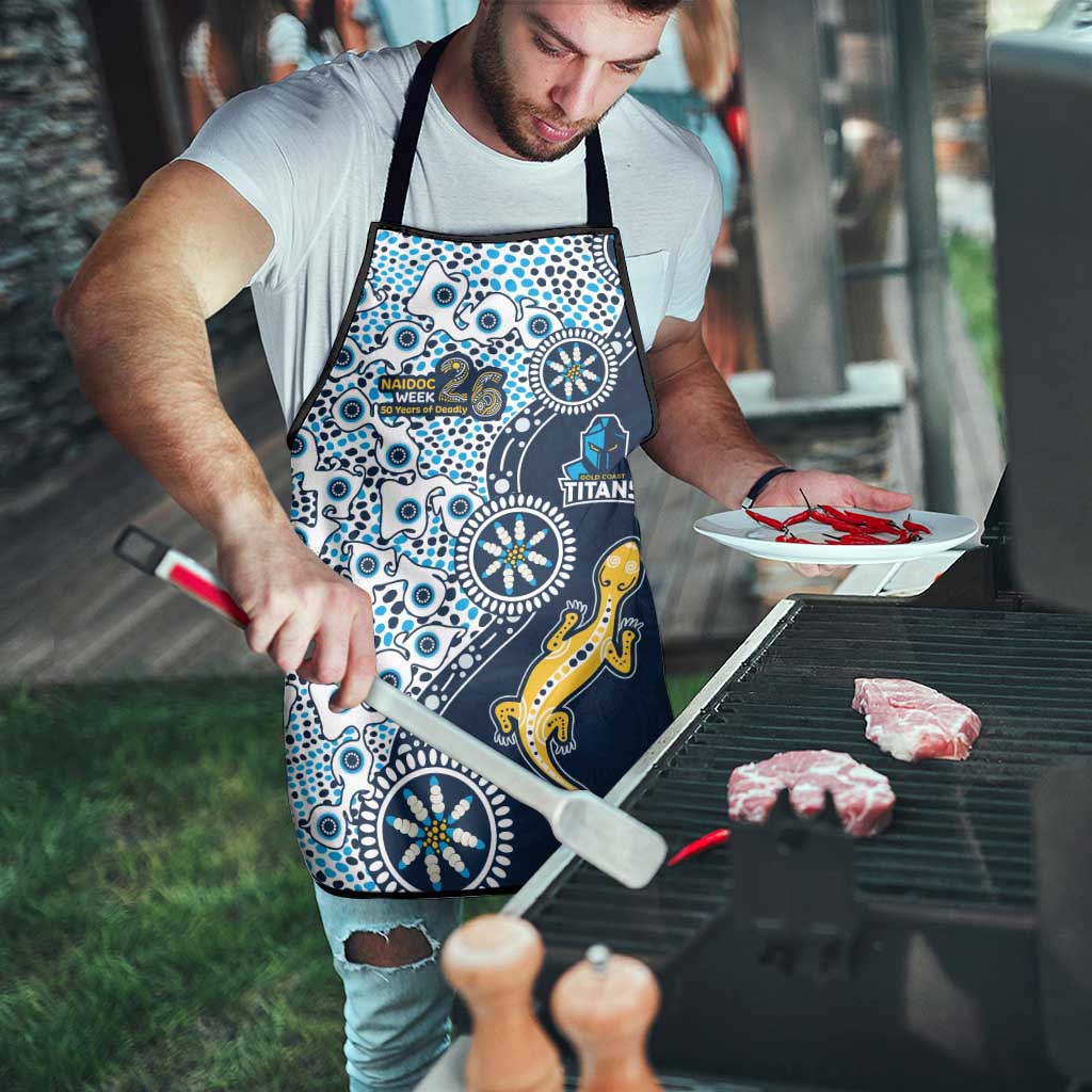 Gold Coast Titans NAIDOC Week 2026 Apron Aboriginal Lizard Dot Painting - 50 Years of Deadly