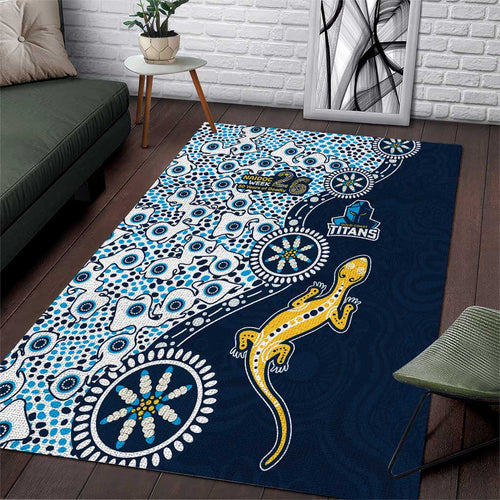 Gold Coast Titans NAIDOC Week 2026 Area Rug Aboriginal Lizard Dot Painting - 50 Years of Deadly