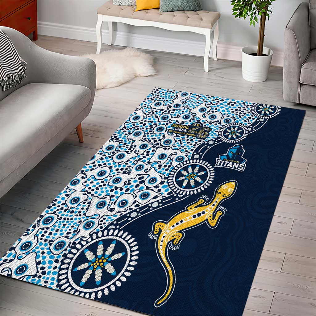 Gold Coast Titans NAIDOC Week 2026 Area Rug Aboriginal Lizard Dot Painting - 50 Years of Deadly