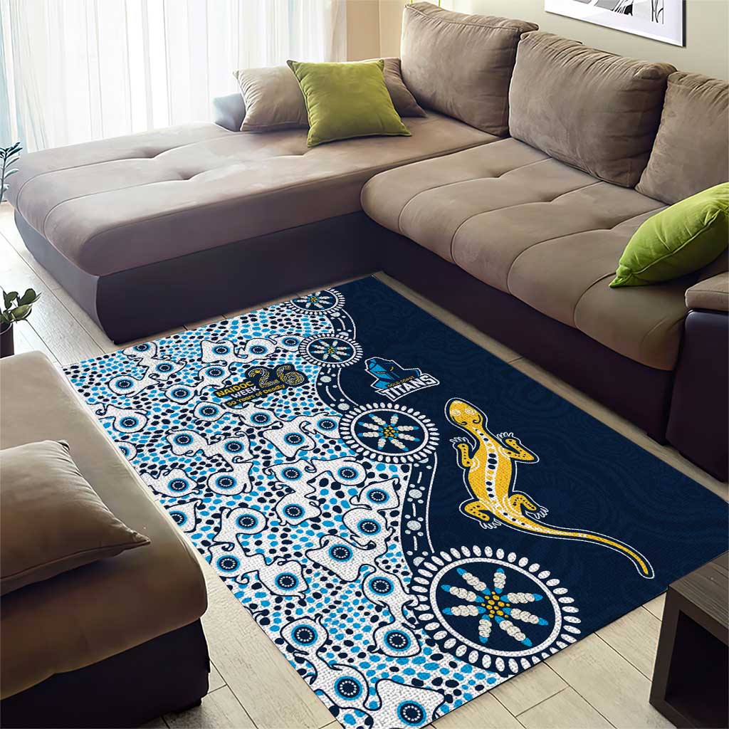 Gold Coast Titans NAIDOC Week 2026 Area Rug Aboriginal Lizard Dot Painting - 50 Years of Deadly