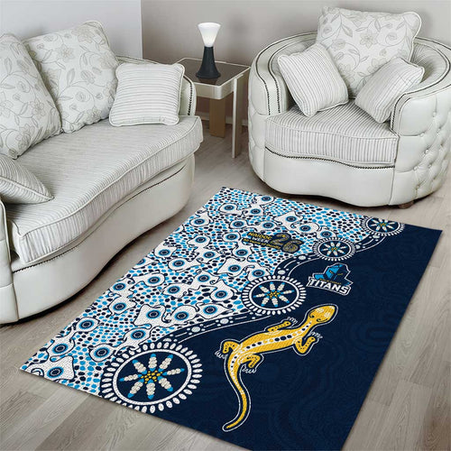 Gold Coast Titans NAIDOC Week 2026 Area Rug Aboriginal Lizard Dot Painting - 50 Years of Deadly