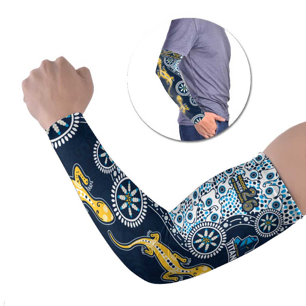 Gold Coast Titans NAIDOC Week 2026 Arm Sleeves Aboriginal Lizard Dot Painting - 50 Years of Deadly