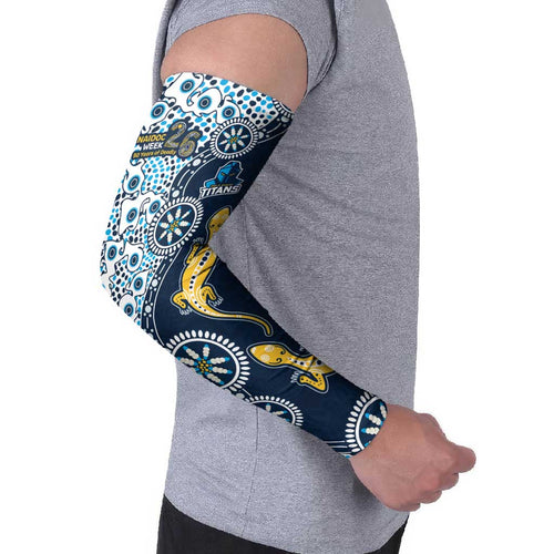 Gold Coast Titans NAIDOC Week 2026 Arm Sleeves Aboriginal Lizard Dot Painting - 50 Years of Deadly