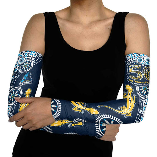 Gold Coast Titans NAIDOC Week 2026 Arm Sleeves Aboriginal Lizard Dot Painting - 50 Years of Deadly