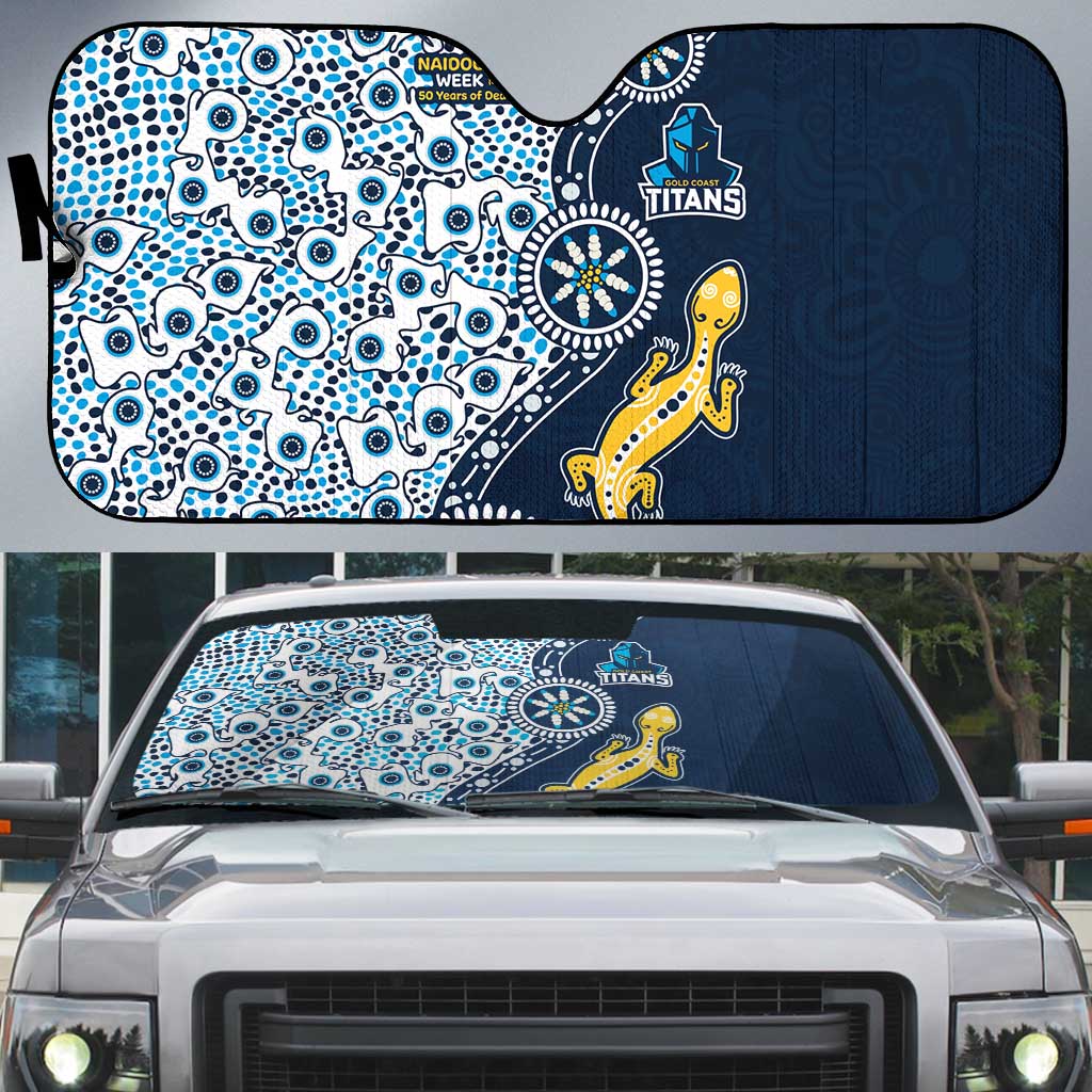 Gold Coast Titans NAIDOC Week 2026 Auto Sun Shade Aboriginal Lizard Dot Painting - 50 Years of Deadly