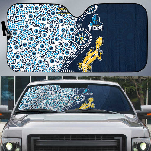 Gold Coast Titans NAIDOC Week 2026 Auto Sun Shade Aboriginal Lizard Dot Painting - 50 Years of Deadly