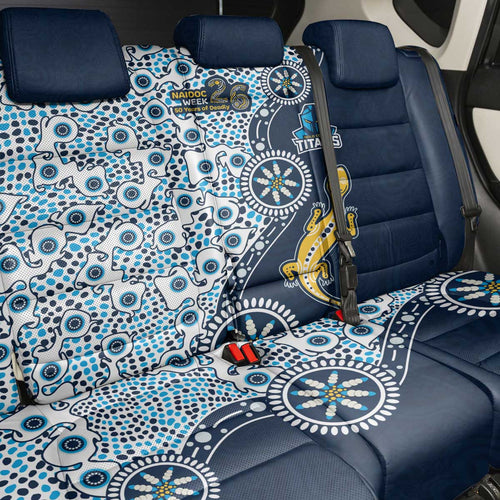Gold Coast Titans NAIDOC Week 2026 Back Car Seat Cover Aboriginal Lizard Dot Painting - 50 Years of Deadly