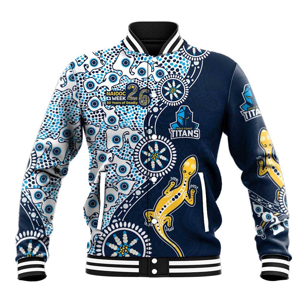 Gold Coast Titans NAIDOC Week 2026 Baseball Jacket Aboriginal Lizard Dot Painting - 50 Years of Deadly