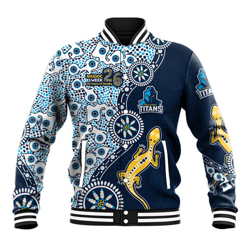 Gold Coast Titans NAIDOC Week 2026 Baseball Jacket Aboriginal Lizard Dot Painting - 50 Years of Deadly