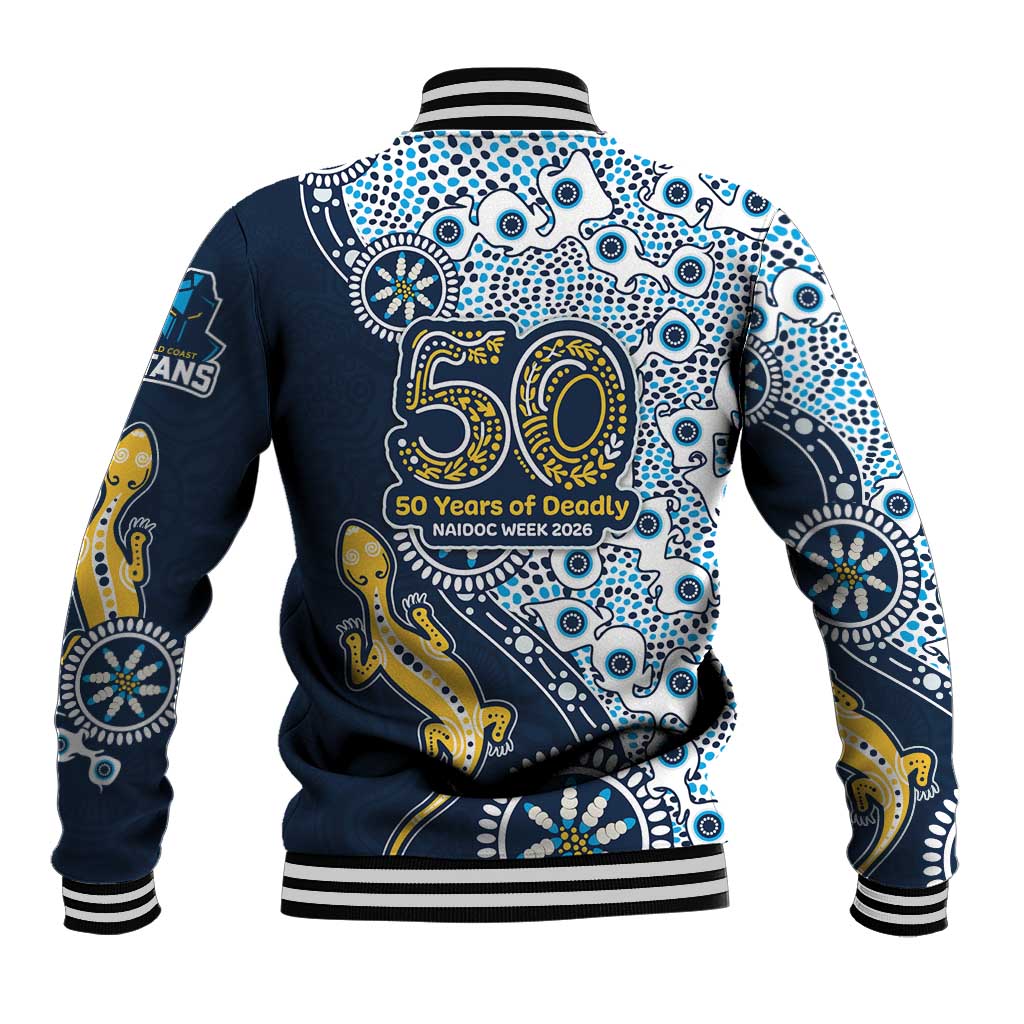 Gold Coast Titans NAIDOC Week 2026 Baseball Jacket Aboriginal Lizard Dot Painting - 50 Years of Deadly