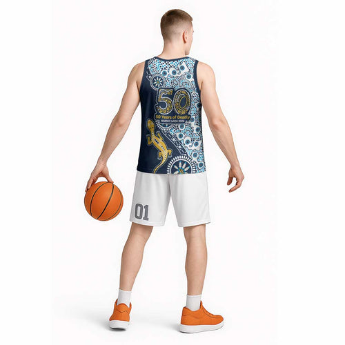 Gold Coast Titans NAIDOC Week 2026 Basketball Jersey Aboriginal Lizard Dot Painting - 50 Years of Deadly