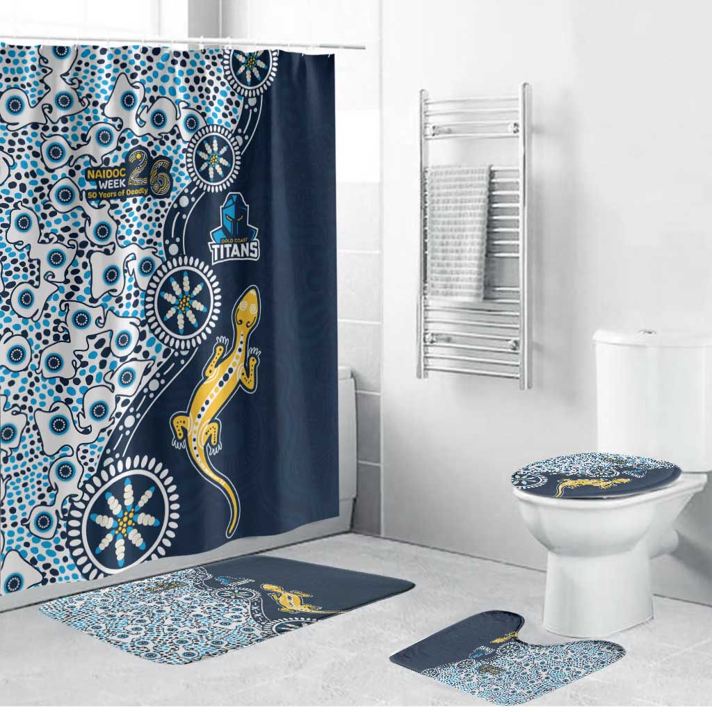 Gold Coast Titans NAIDOC Week 2026 Bathroom Set Aboriginal Lizard Dot Painting - 50 Years of Deadly
