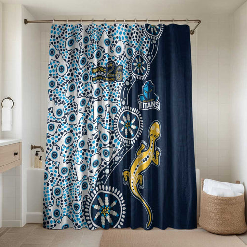 Gold Coast Titans NAIDOC Week 2026 Bathroom Set Aboriginal Lizard Dot Painting - 50 Years of Deadly
