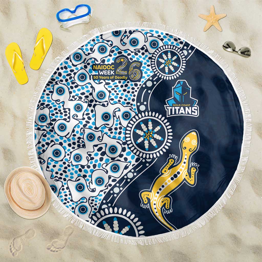 Gold Coast Titans NAIDOC Week 2026 Beach Blanket Aboriginal Lizard Dot Painting - 50 Years of Deadly