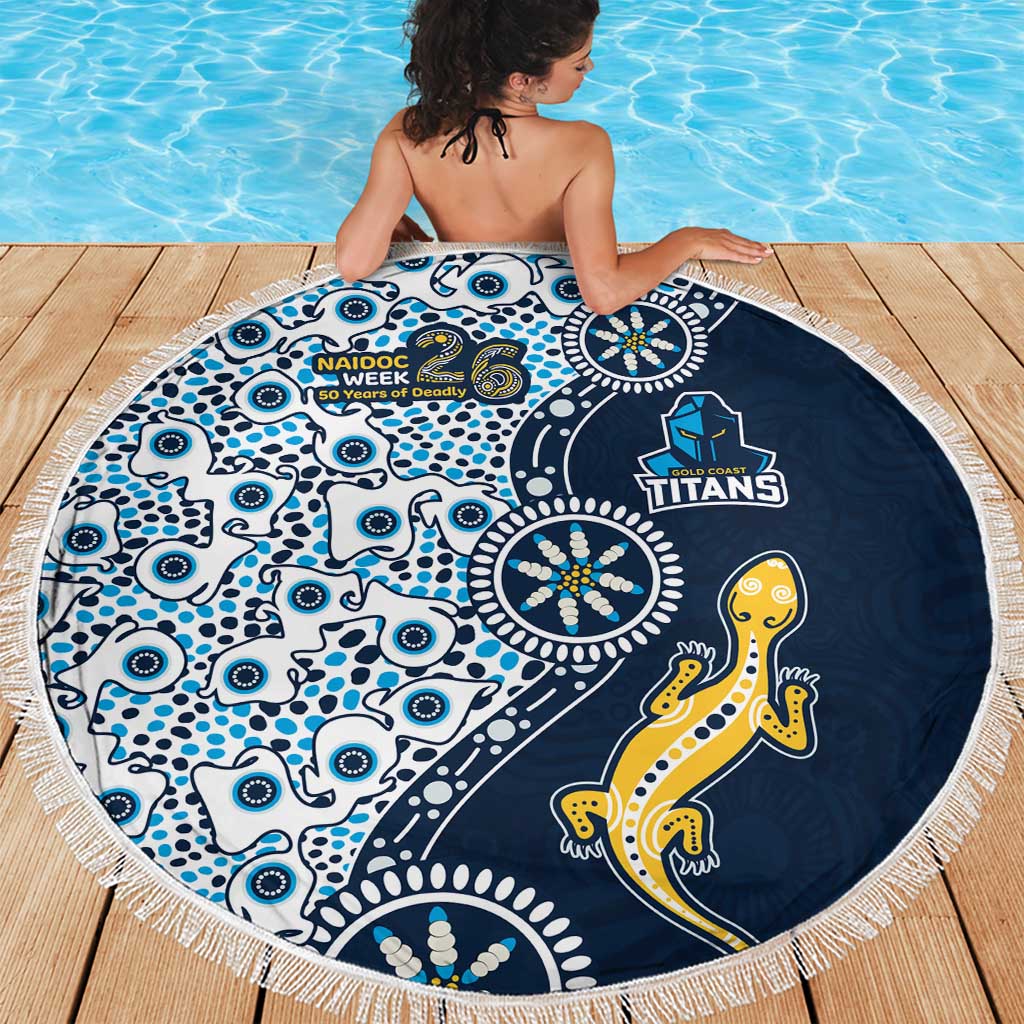 Gold Coast Titans NAIDOC Week 2026 Beach Blanket Aboriginal Lizard Dot Painting - 50 Years of Deadly