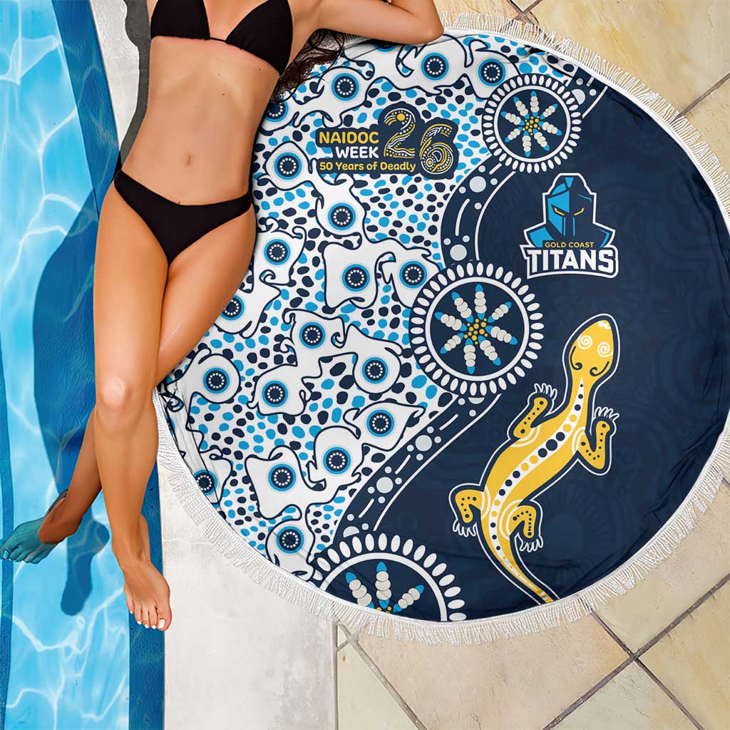 Gold Coast Titans NAIDOC Week 2026 Beach Blanket Aboriginal Lizard Dot Painting - 50 Years of Deadly