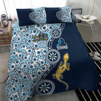 Gold Coast Titans NAIDOC Week 2026 Bedding Set Aboriginal Lizard Dot Painting - 50 Years of Deadly
