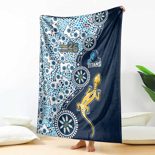 Gold Coast Titans NAIDOC Week 2026 Blanket Aboriginal Lizard Dot Painting - 50 Years of Deadly