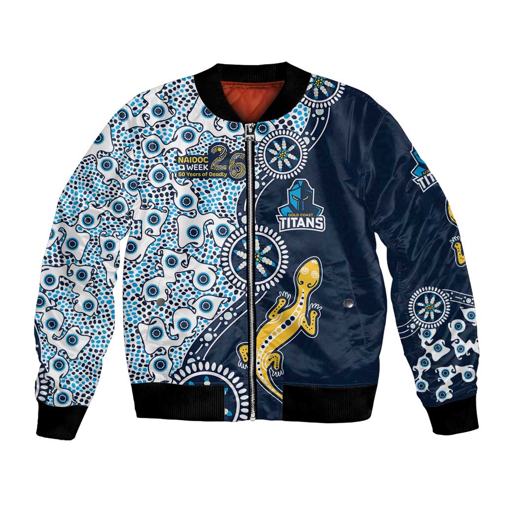 Gold Coast Titans NAIDOC Week 2026 Bomber Jacket Aboriginal Lizard Dot Painting - 50 Years of Deadly
