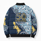 Gold Coast Titans NAIDOC Week 2026 Bomber Puffer Jacket Aboriginal Lizard Dot Painting - 50 Years of Deadly