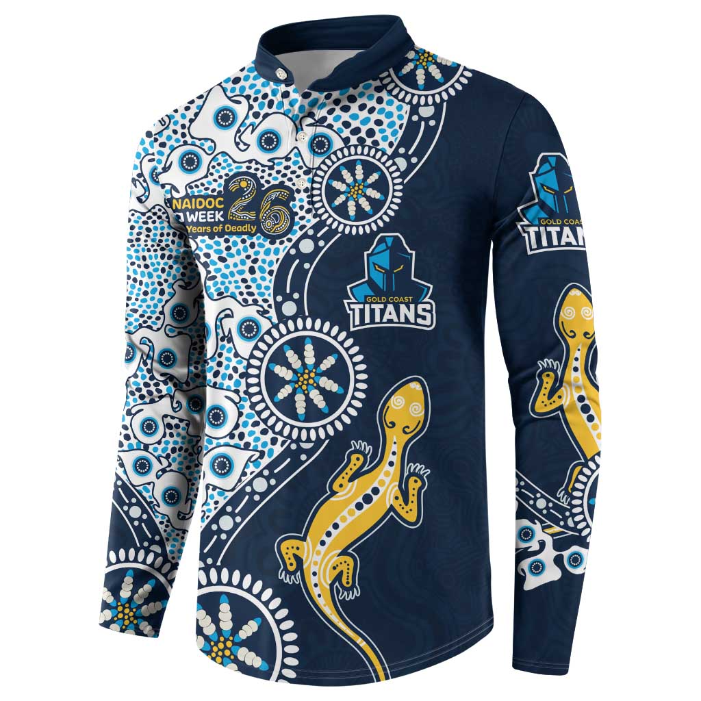 Gold Coast Titans NAIDOC Week 2026 Button Sweatshirt Aboriginal Lizard Dot Painting - 50 Years of Deadly