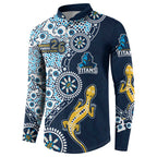 Gold Coast Titans NAIDOC Week 2026 Button Sweatshirt Aboriginal Lizard Dot Painting - 50 Years of Deadly