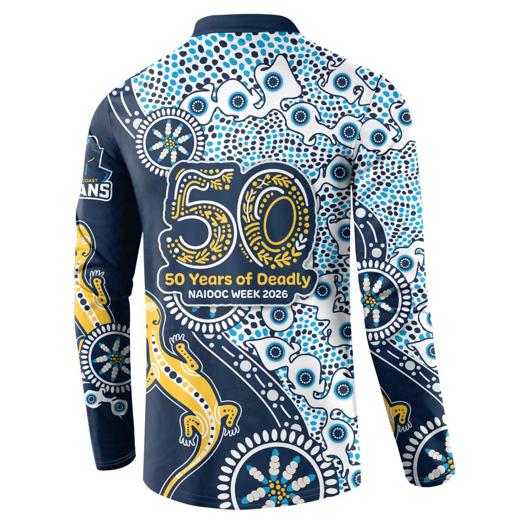 Gold Coast Titans NAIDOC Week 2026 Button Sweatshirt Aboriginal Lizard Dot Painting - 50 Years of Deadly