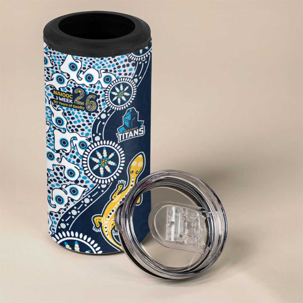 Gold Coast Titans NAIDOC Week 2026 4 in 1 Can Cooler Tumbler Aboriginal Lizard Dot Painting - 50 Years of Deadly