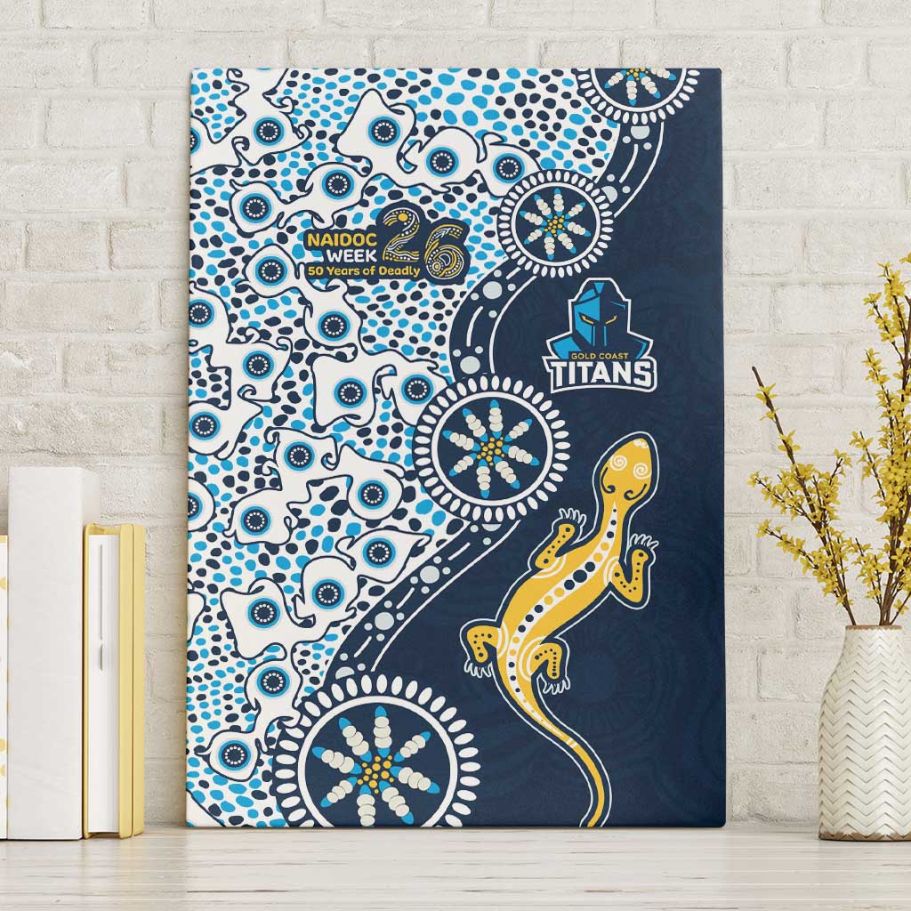 Gold Coast Titans NAIDOC Week 2026 Canvas Wall Art Aboriginal Lizard Dot Painting - 50 Years of Deadly